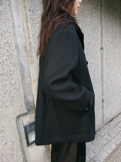 Ernie Palo Melton Pea Coat -Black-