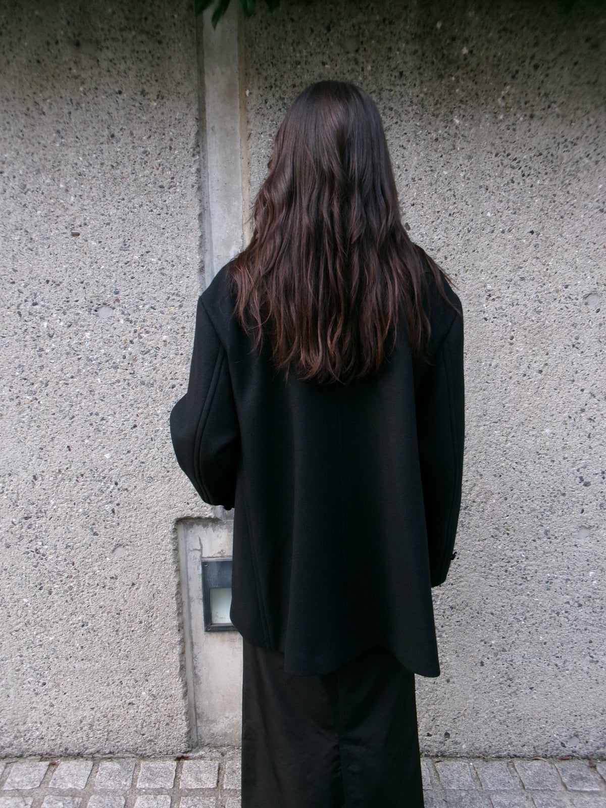 Ernie Palo Melton Pea Coat -Black-