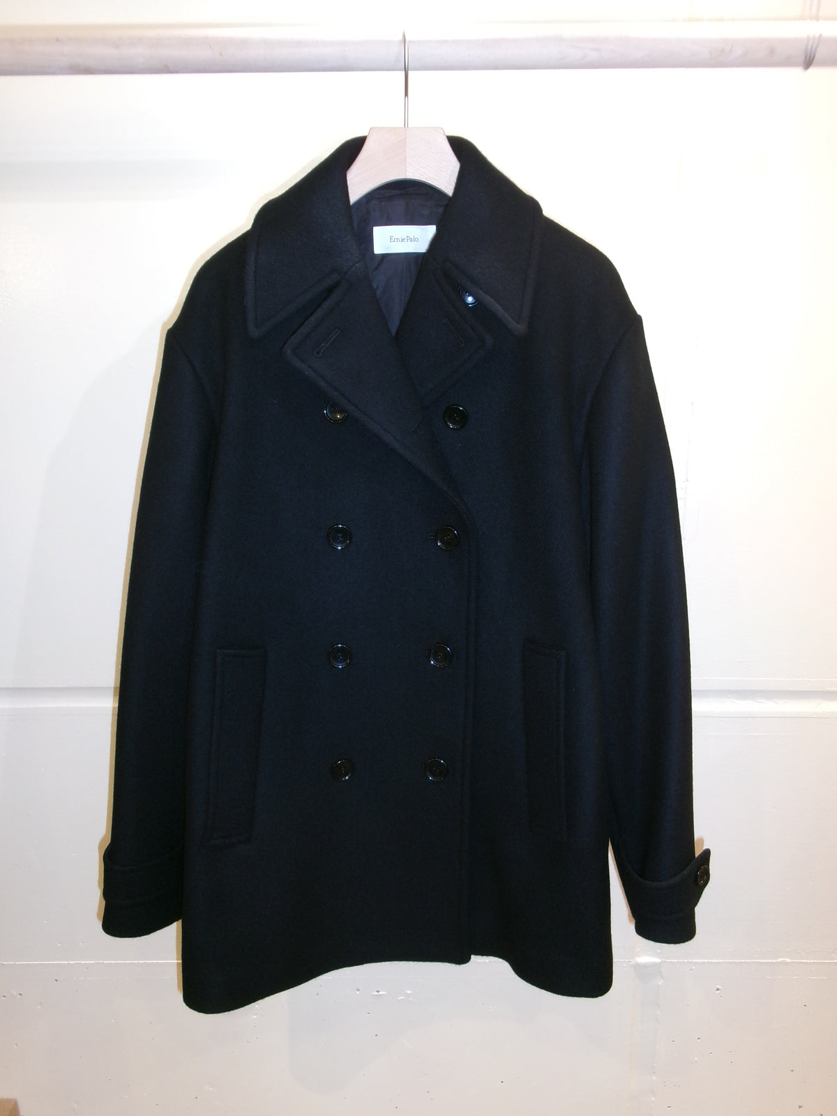 Ernie Palo Melton Pea Coat -Black-