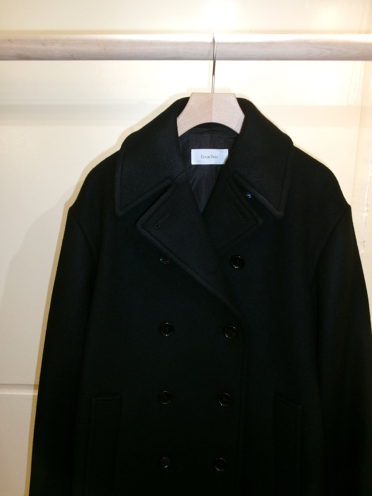 Ernie Palo Melton Pea Coat -Black-