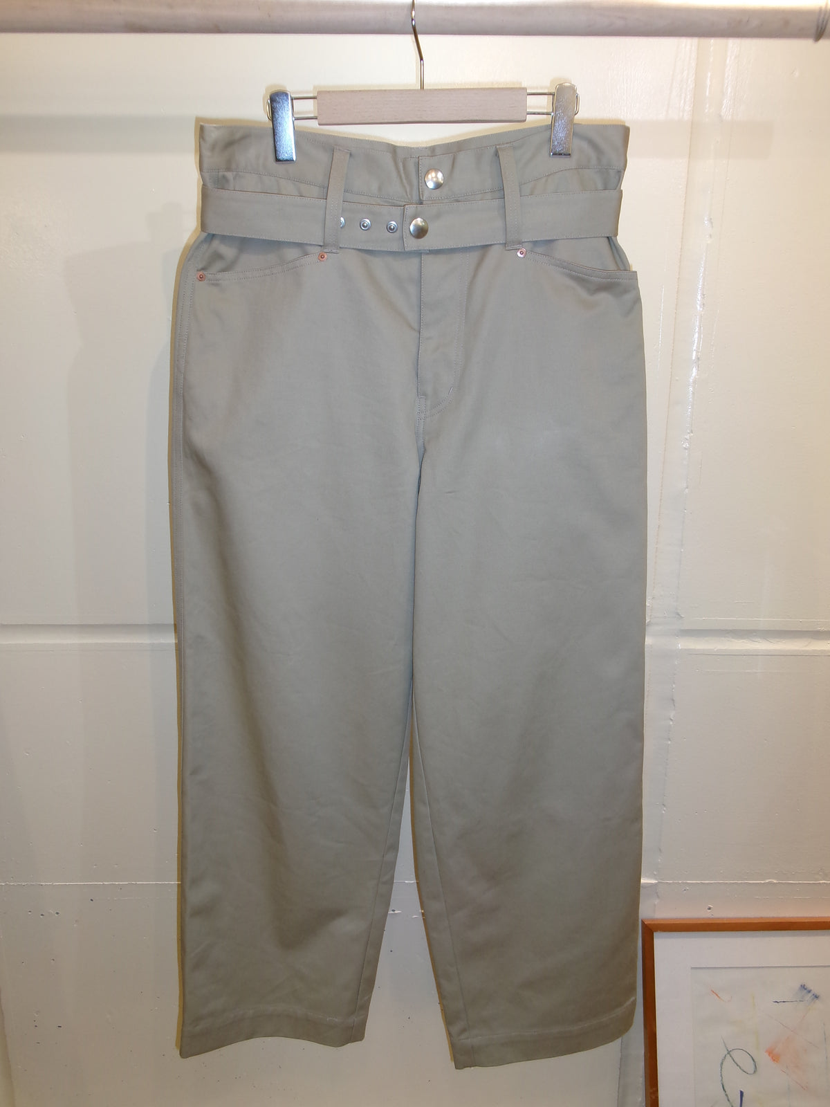 ABELIA EDOWARD GOUCHA DOUBLE BELT PANTS -Beige-