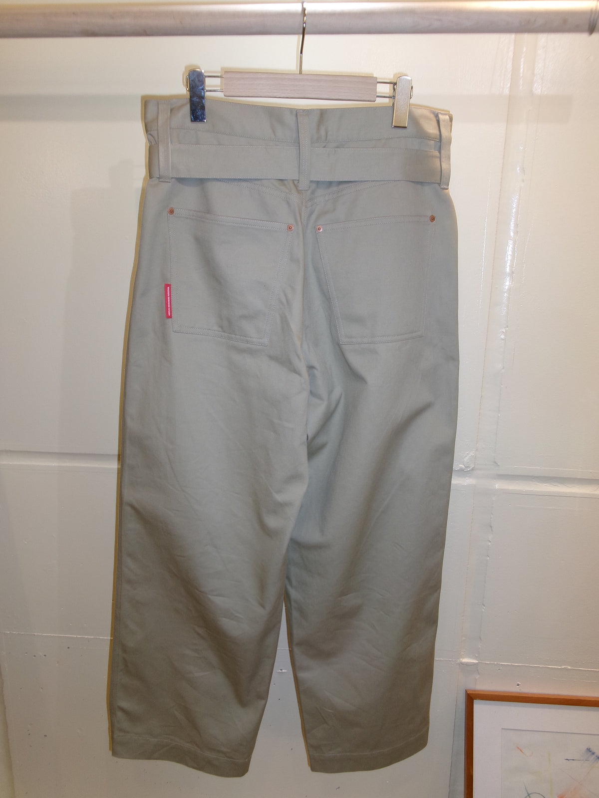 ABELIA EDOWARD GOUCHA DOUBLE BELT PANTS -Beige-
