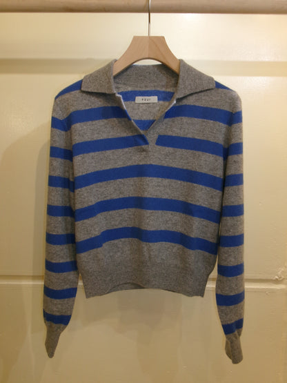 FUJI CASHMERE BORDER SKIPPER KNIT Women -Gray-
