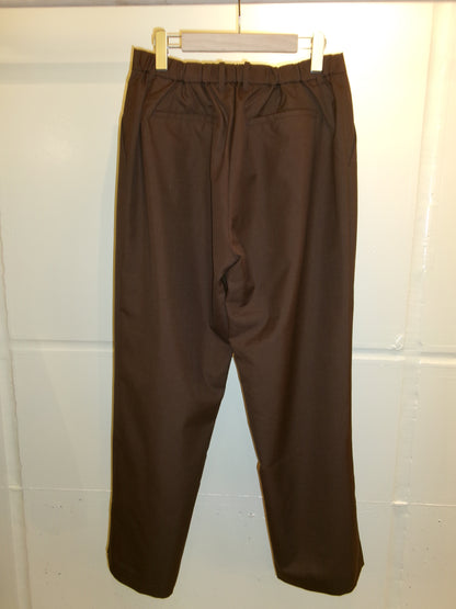 FUJI MOHAIR POPLIN STRAIGHT SLACKS -Brown-