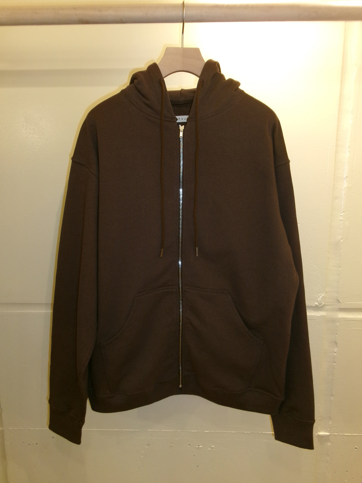 FUJI COTTON ZIP UP HOODIE -Brown-