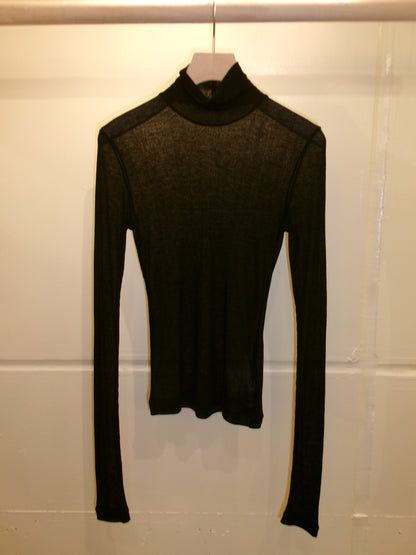 Ernie Palo SHEER RIB TURTLE NECK L/S T-SHIRT -Black-