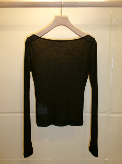 Ernie Palo SHEER RIB BOAT NECK L/S T-SHIRT -Black-