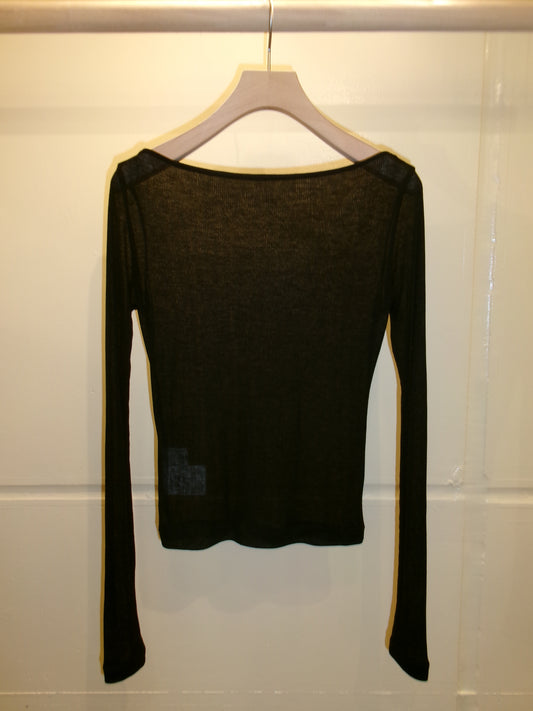 Ernie Palo SHEER RIB BOAT NECK L/S T-SHIRT -Black-