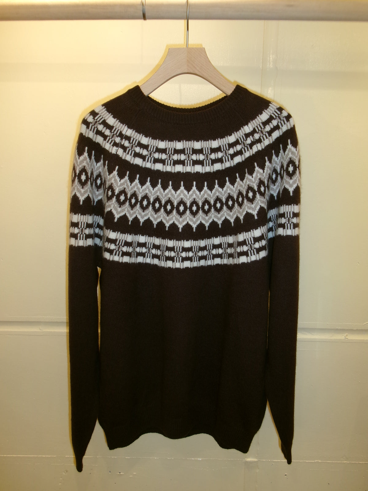 FUJI RADIAL-PATTERN CASHMERE-BLEND SWEATER -Brown-