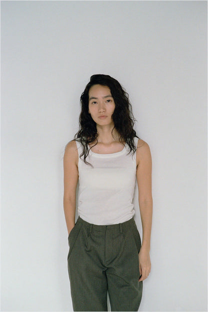 FUJI COTTON SQUARE TANK TOP(off white)