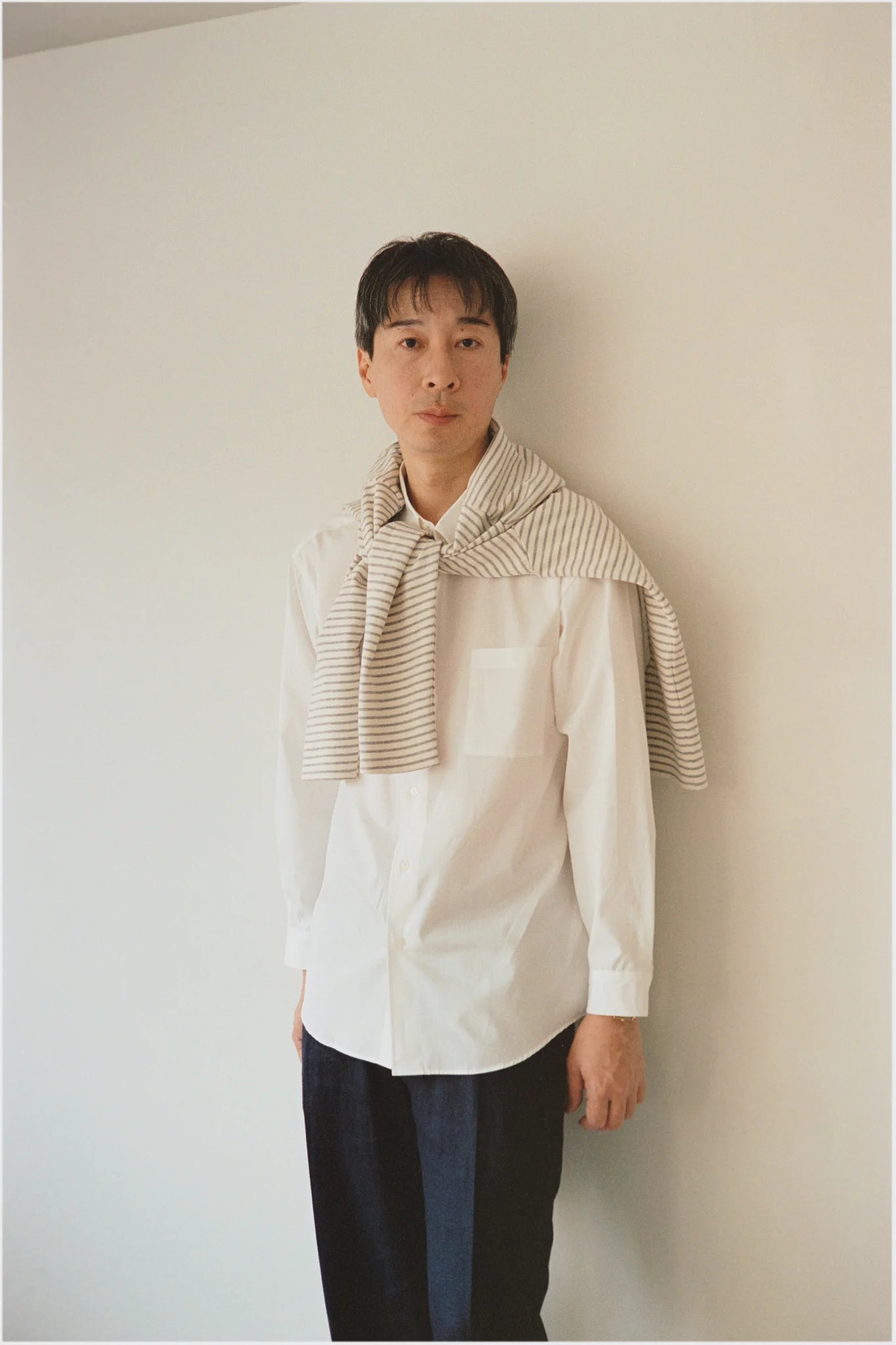 FUJI Pure cotton Border L/S T-shirt(smoke)