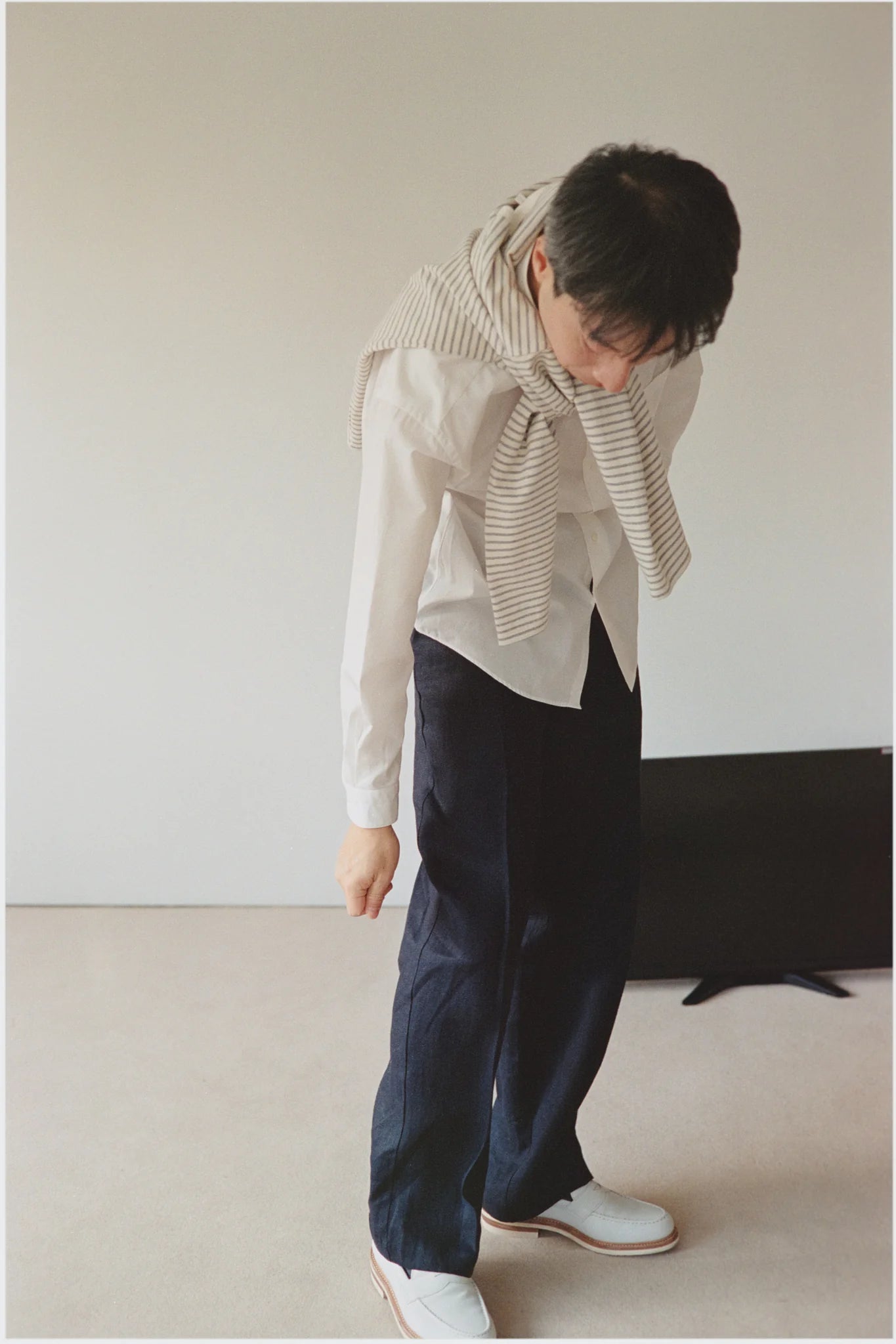 FUJI Pure cotton Border L/S T-shirt(smoke)