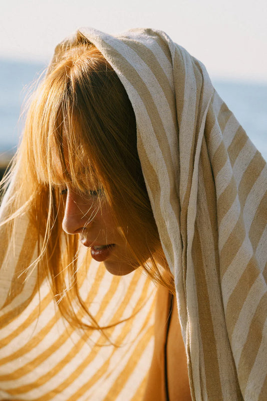 Mizar&Alcor Bath&Hand Towel -Striped Mustard-