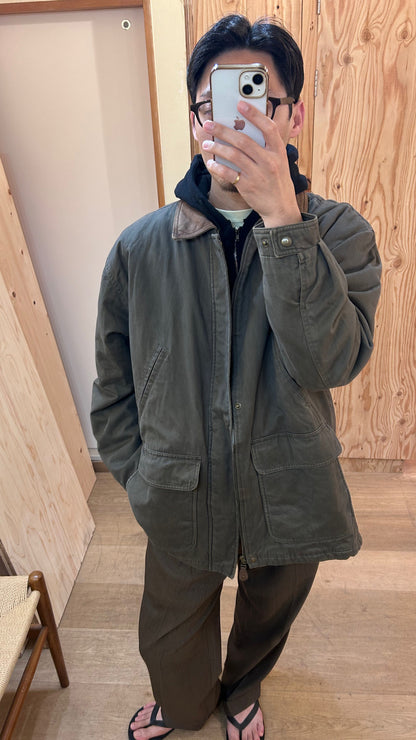 Vintage Leather Collar Cotton Blouson