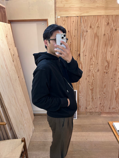 FUJI COTTON ZIP UP HOODIE -Black-
