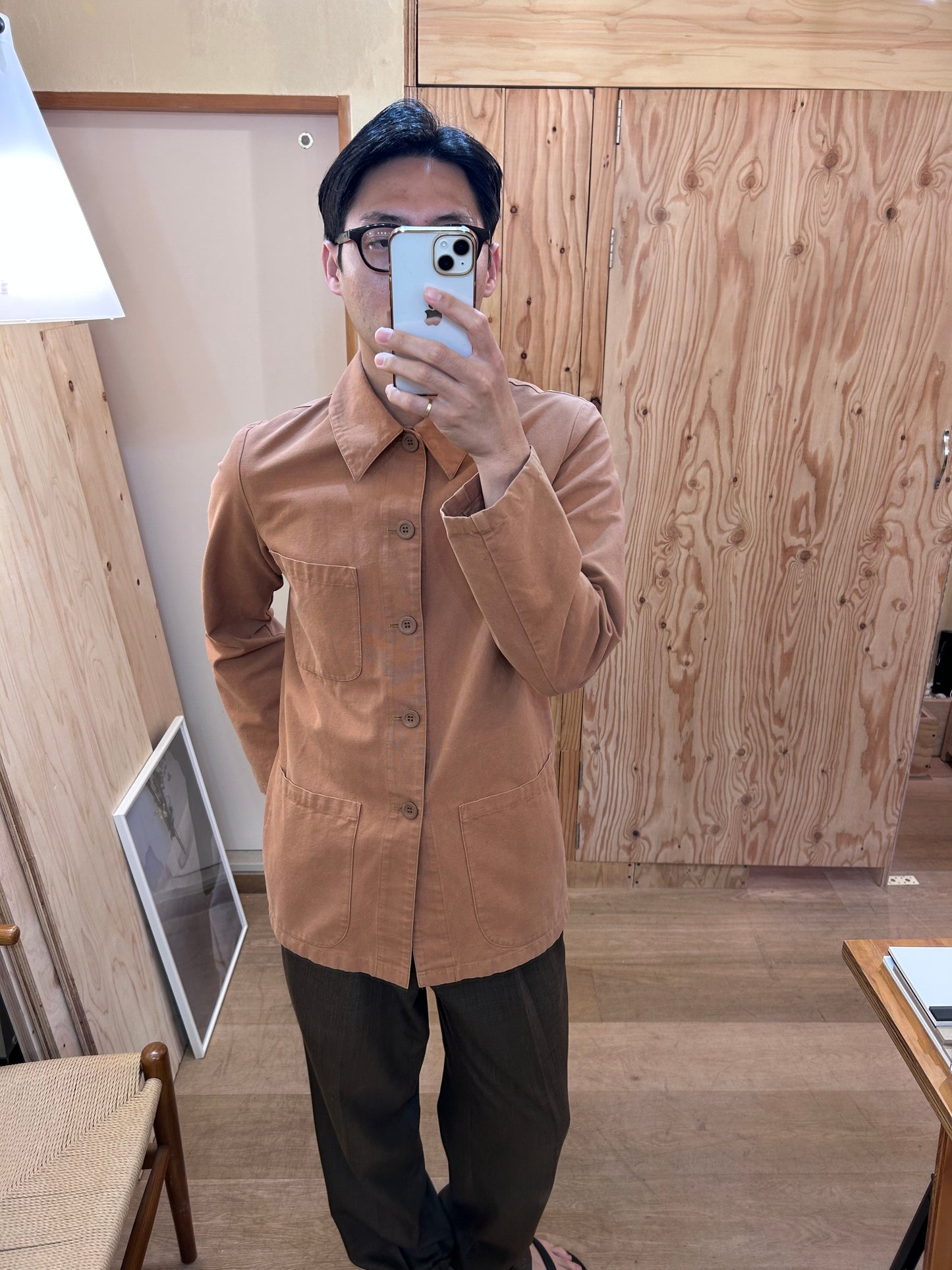 Vintage agnès b. Orange Cotton Work Jacket