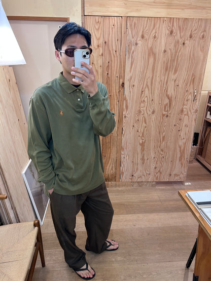 Vintage Polo Ralph Lauren Khaki Long Sleeve Polo Shirt