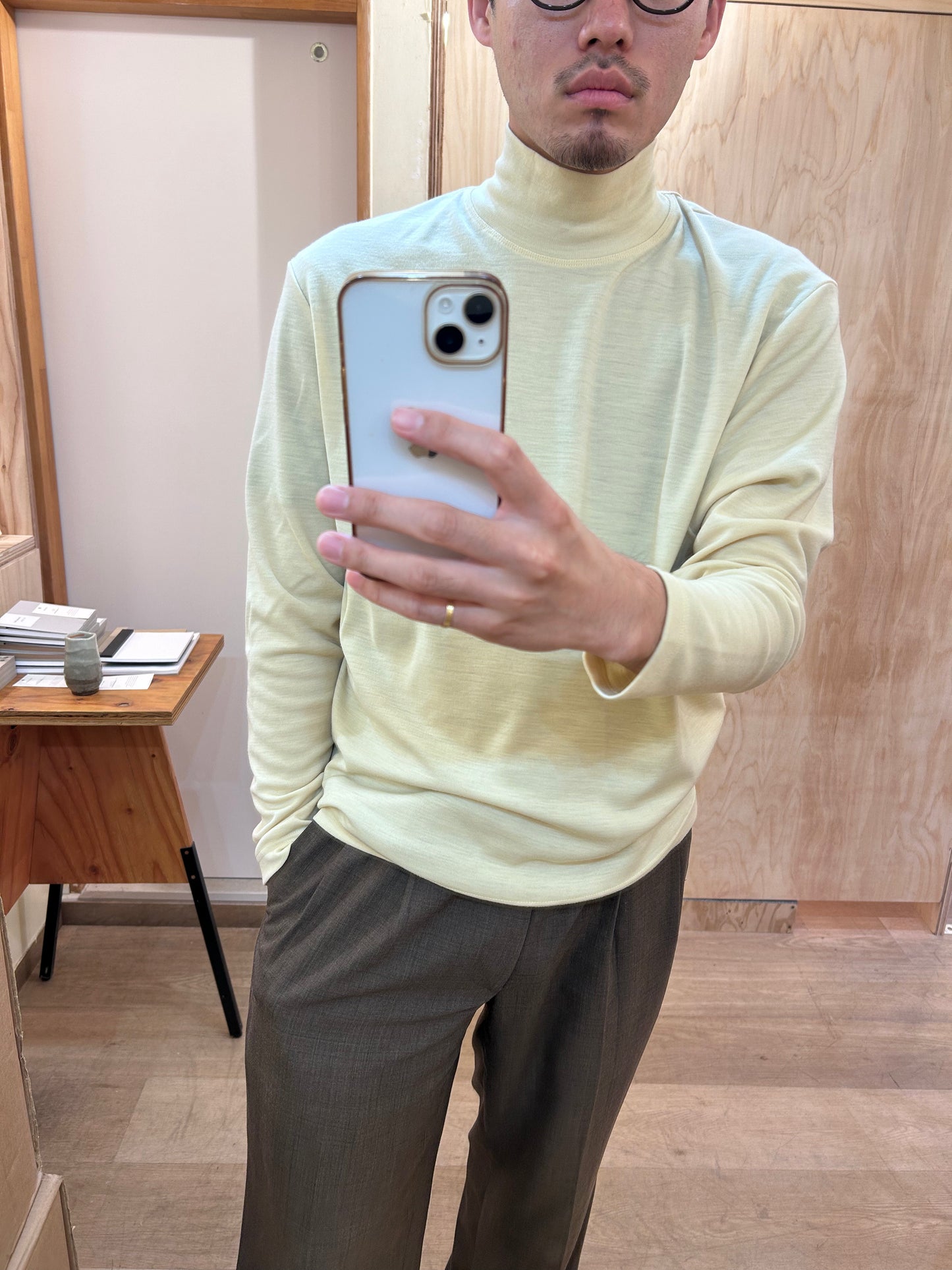Cale Wool Mock Turtleneck Long Sleeve  -Yellow-