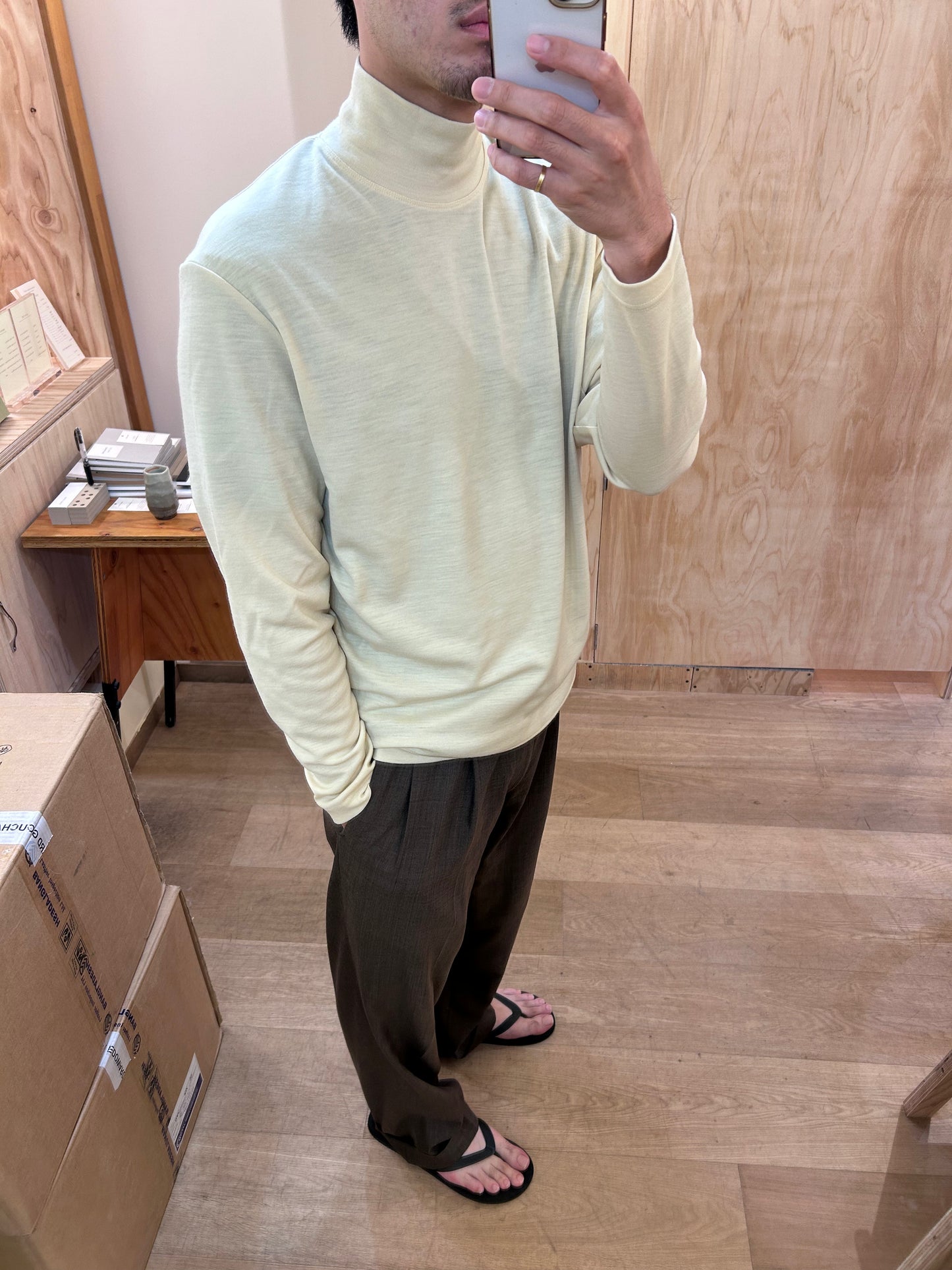 Cale Wool Mock Turtleneck Long Sleeve  -Yellow-