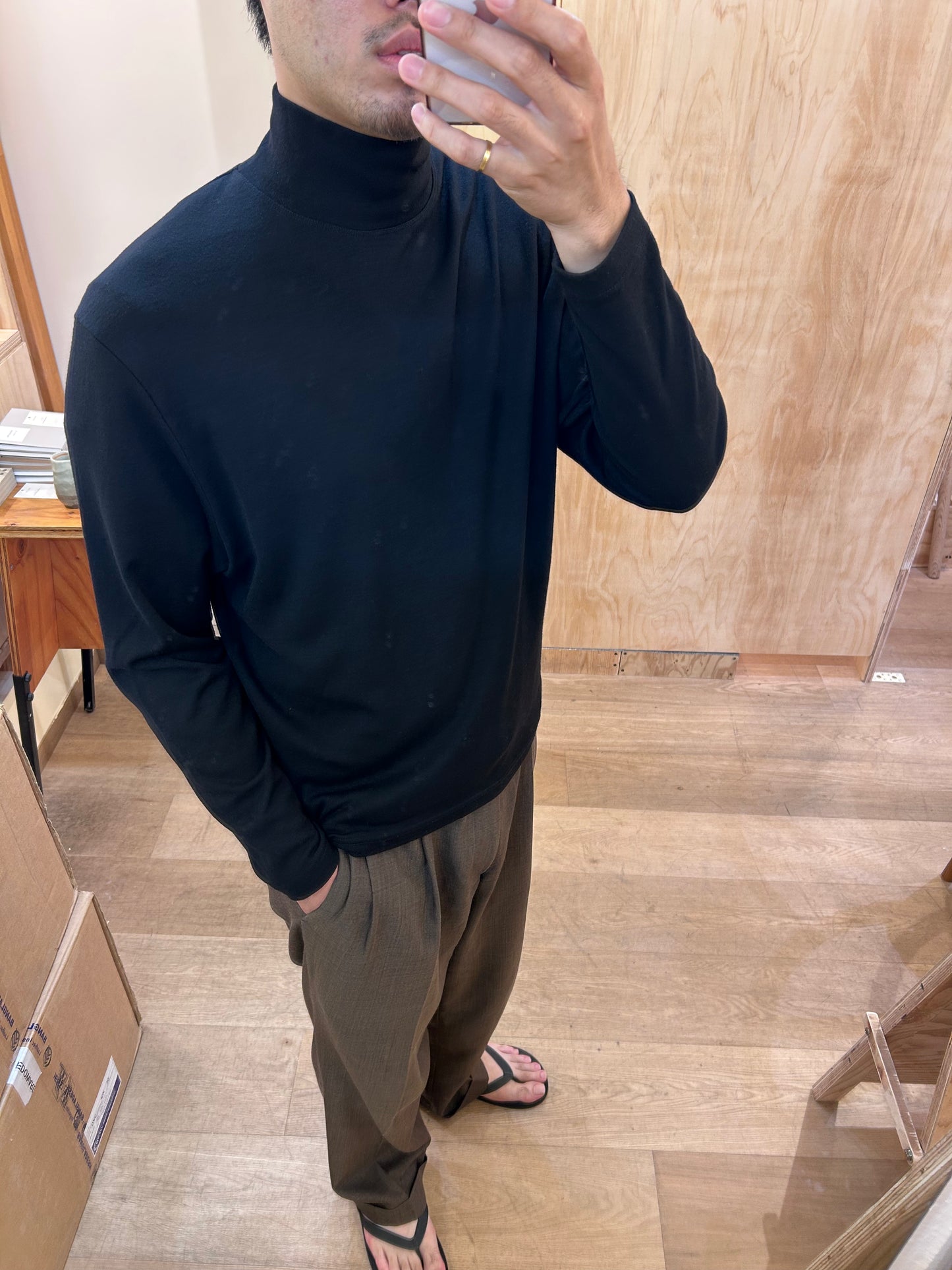 Cale Wool Mock Turtleneck Long Sleeve  -Black-