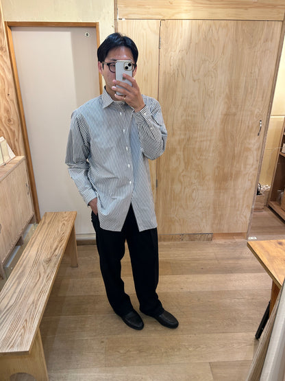 FUJI COTTON STRIPE SHIRT -Navy-