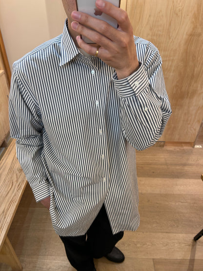 FUJI COTTON STRIPE SHIRT -Navy-