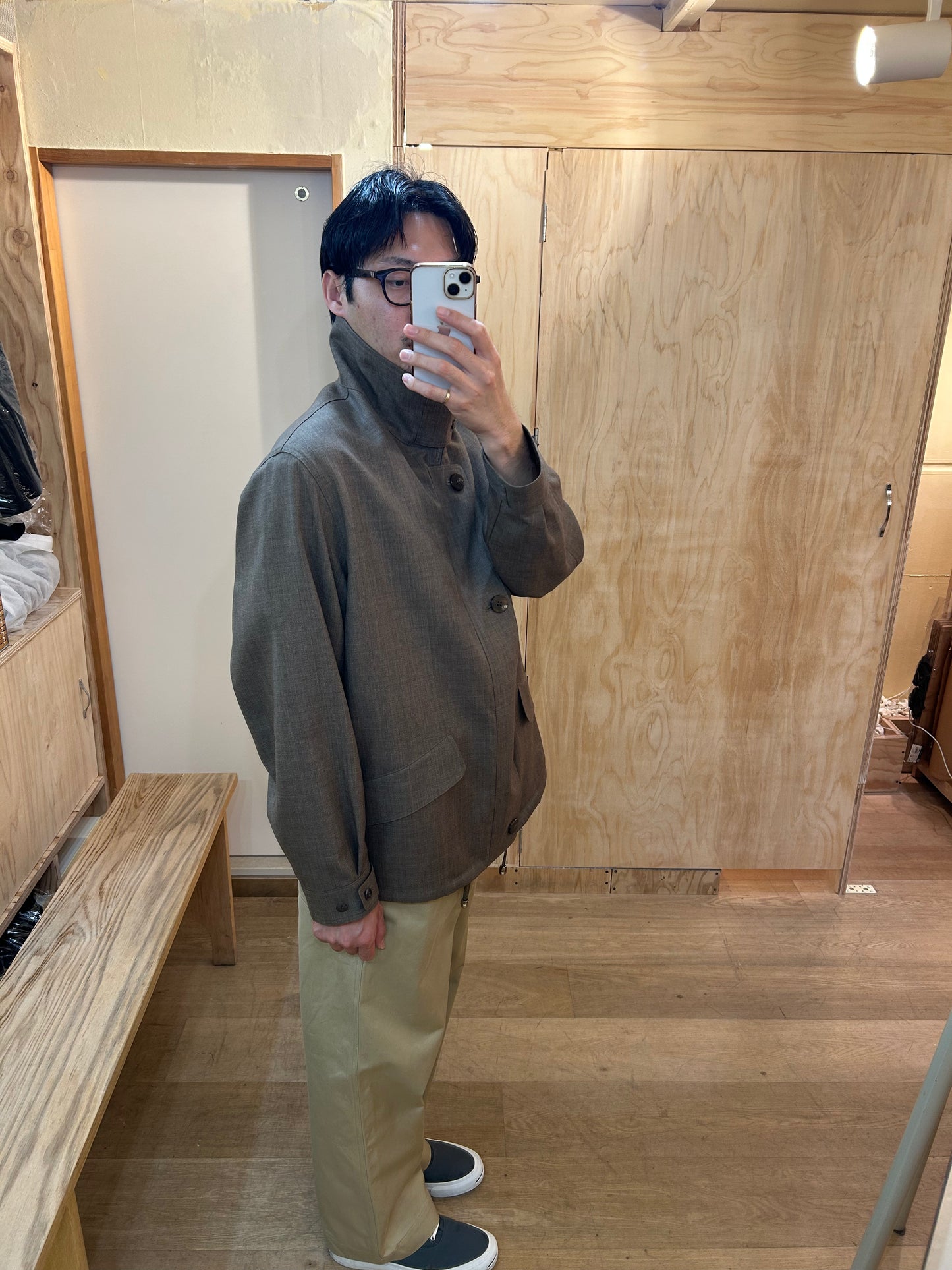 Cale Wool Stand Collar Button Coat