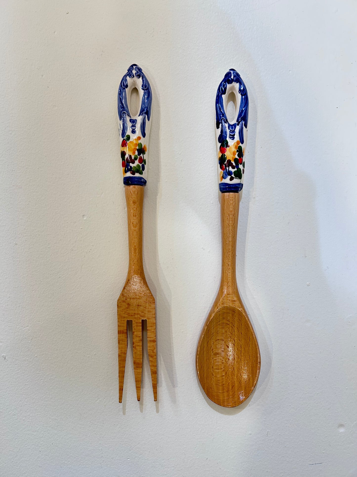 flower wood cutlery-blue flower-