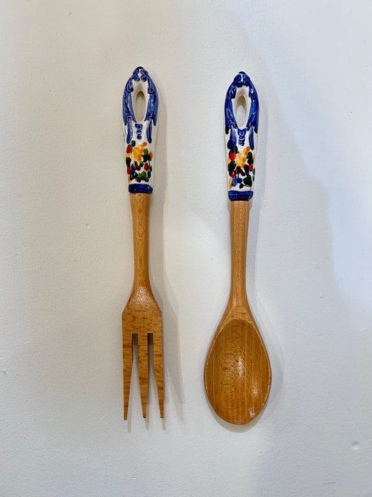 flower wood cutlery-blue flower-