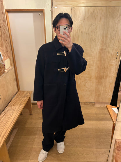 FUJI MELTON WOOL DUFFEL COAT -Navy-