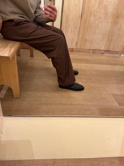 FUJI MOHAIR POPLIN STRAIGHT SLACKS -Brown-