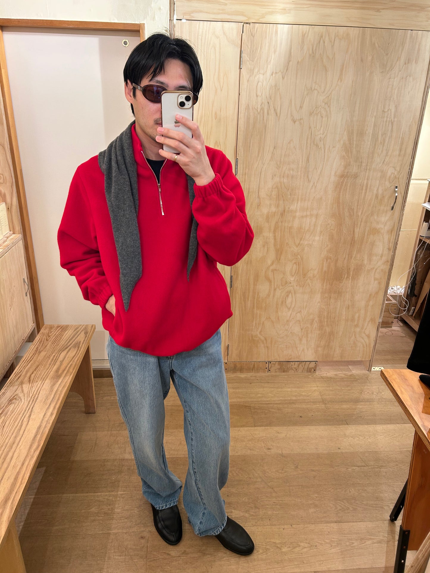 FUJI BRUSHED WOOL PULLOVER -Red-