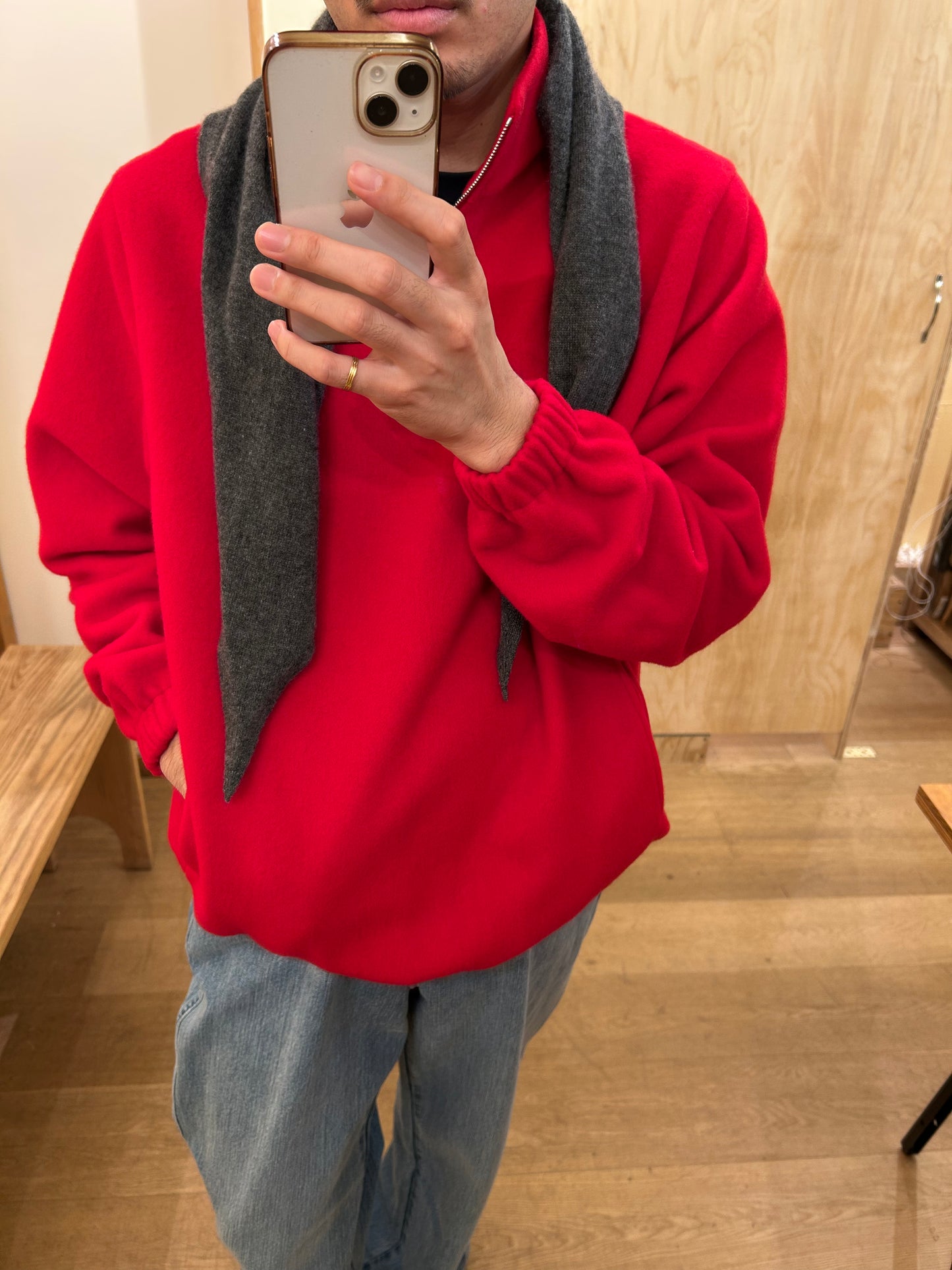 FUJI BRUSHED WOOL PULLOVER -Red-