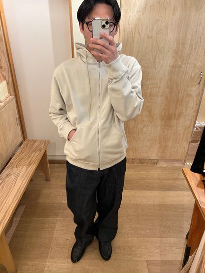 FUJI COTTON ZIP UP HOODIE -Ivory-