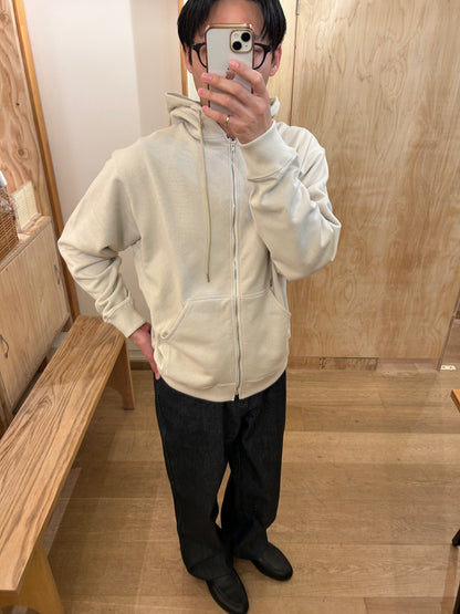 FUJI COTTON ZIP UP HOODIE -Ivory-