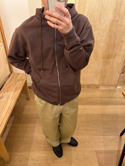 FUJI COTTON ZIP UP HOODIE -Brown-