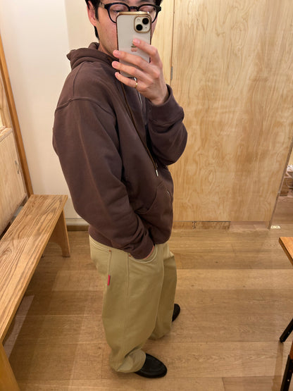 FUJI COTTON ZIP UP HOODIE -Brown-