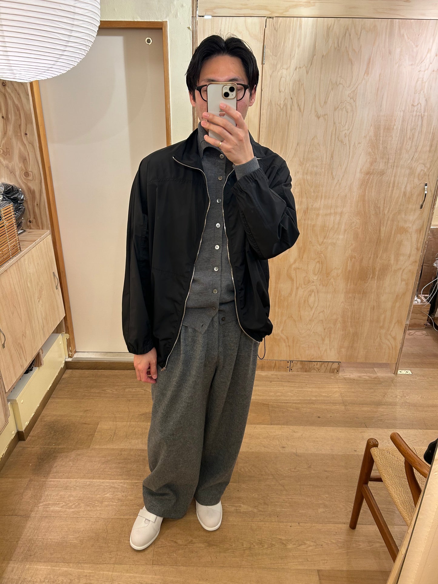 FUJI SILK POLYESTERLIGHT PARKA -Black-