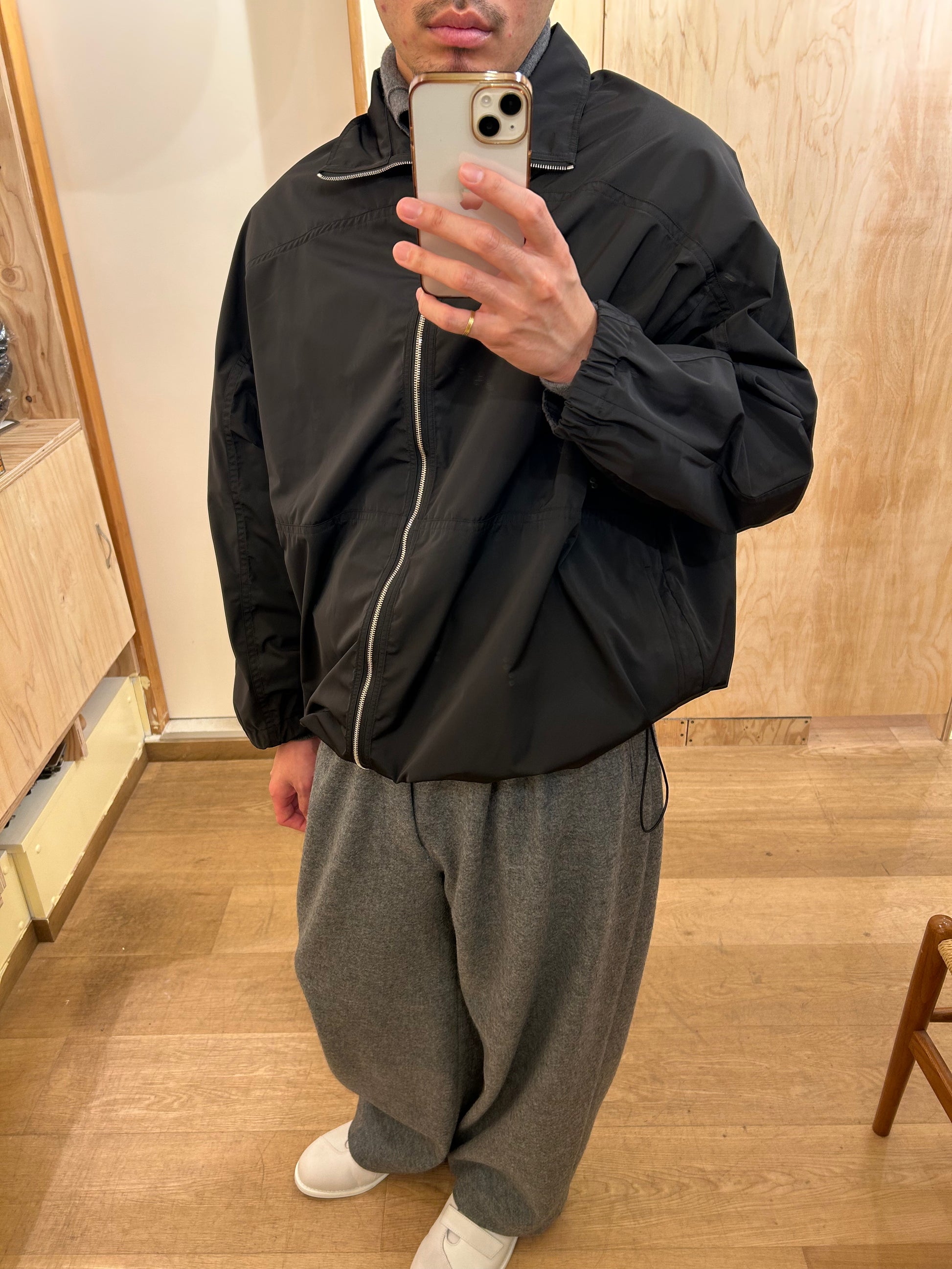 FUJI SILK POLYESTERLIGHT PARKA -Black-