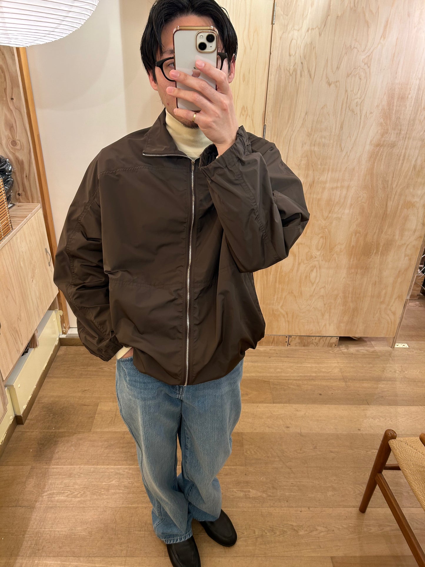 FUJI SILK POLYESTERLIGHT PARKA -Brown-
