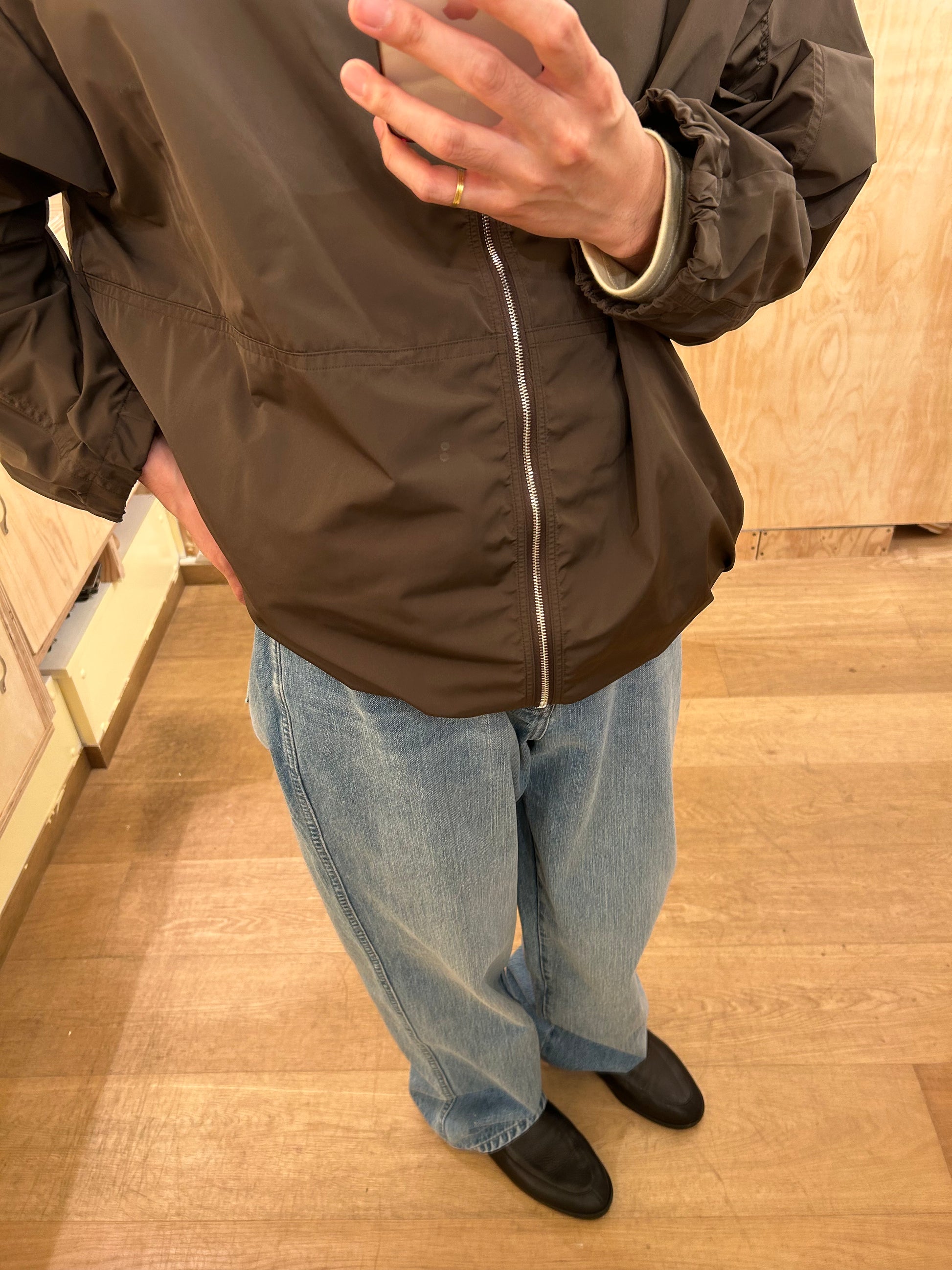 FUJI SILK POLYESTERLIGHT PARKA -Brown-