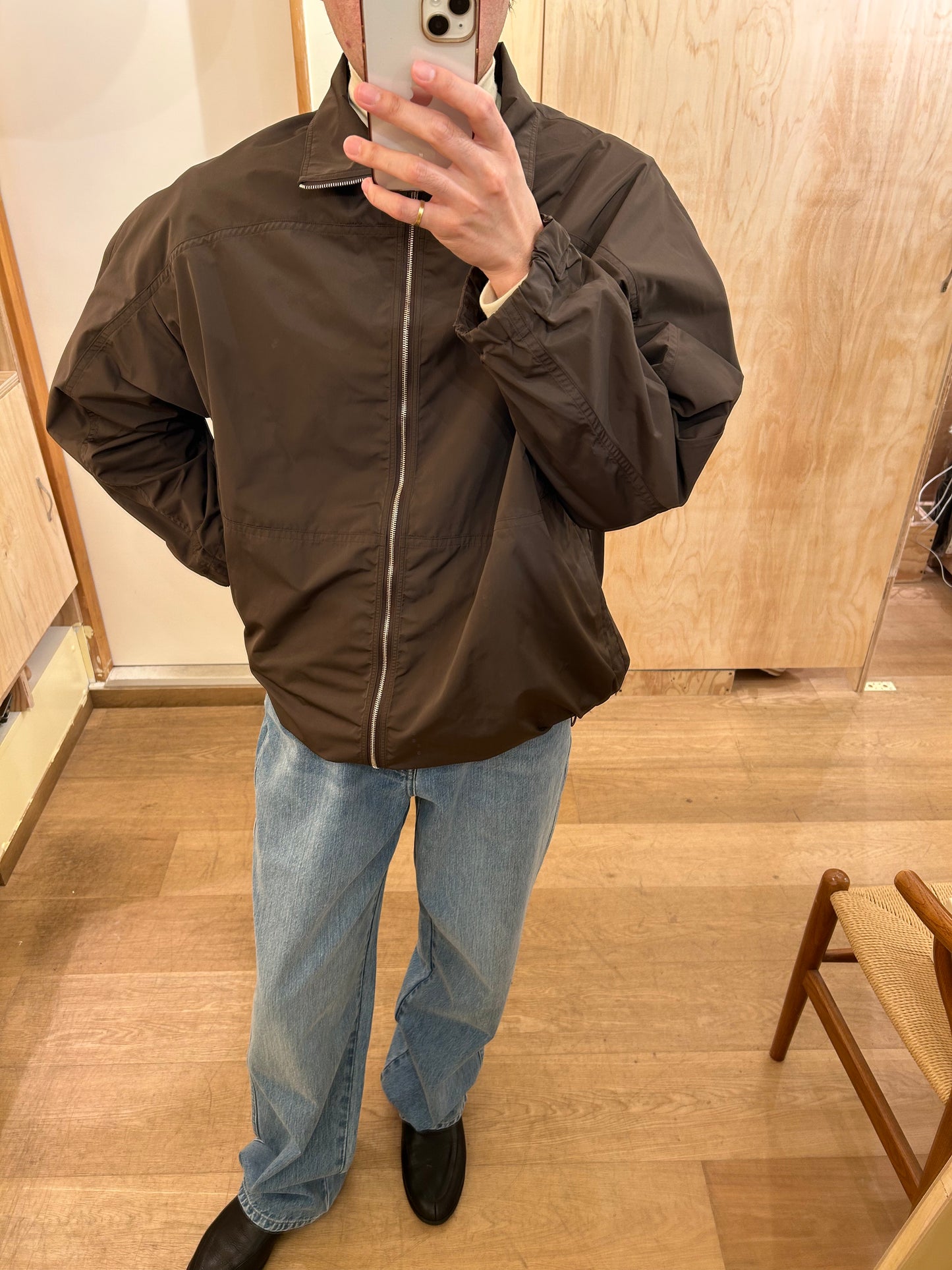 FUJI SILK POLYESTERLIGHT PARKA -Brown-