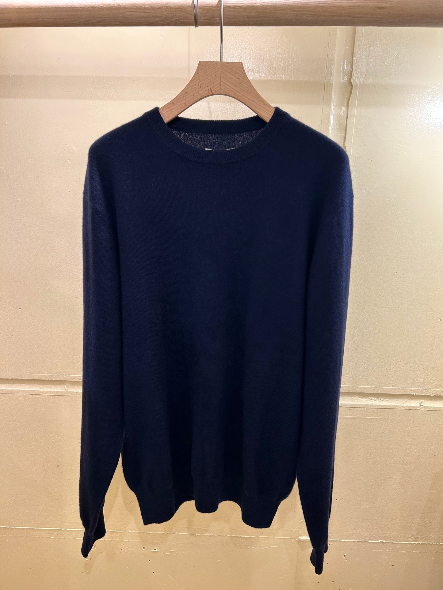 FUJI CASHMERE CREW NECK KNIT -Navy-