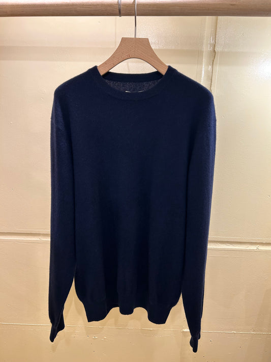 FUJI CASHMERE CREW NECK KNIT -Navy-