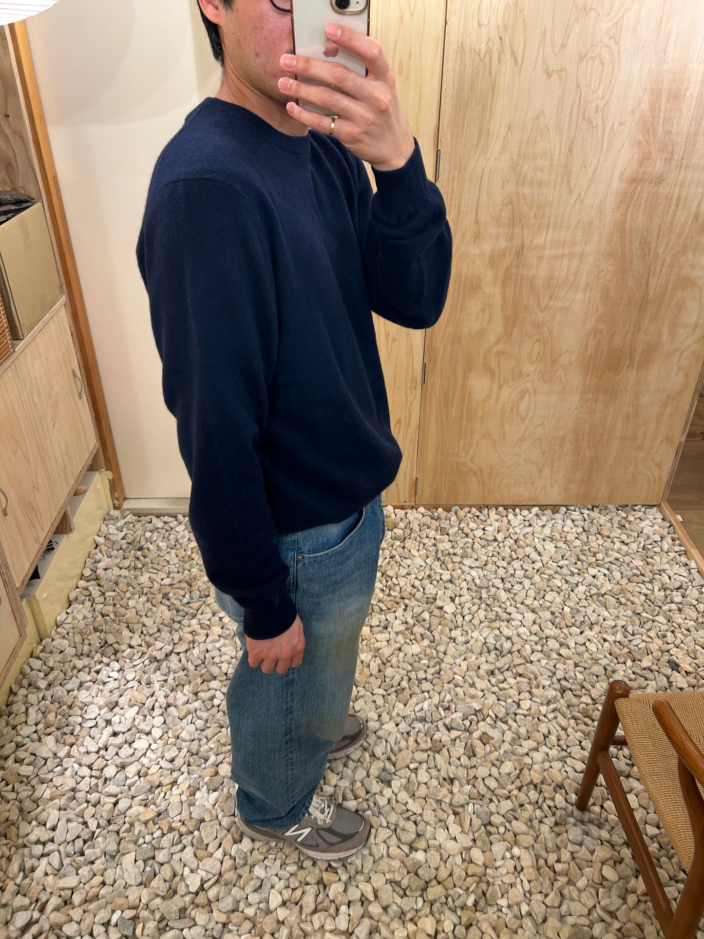 FUJI CASHMERE CREW NECK KNIT -Navy-