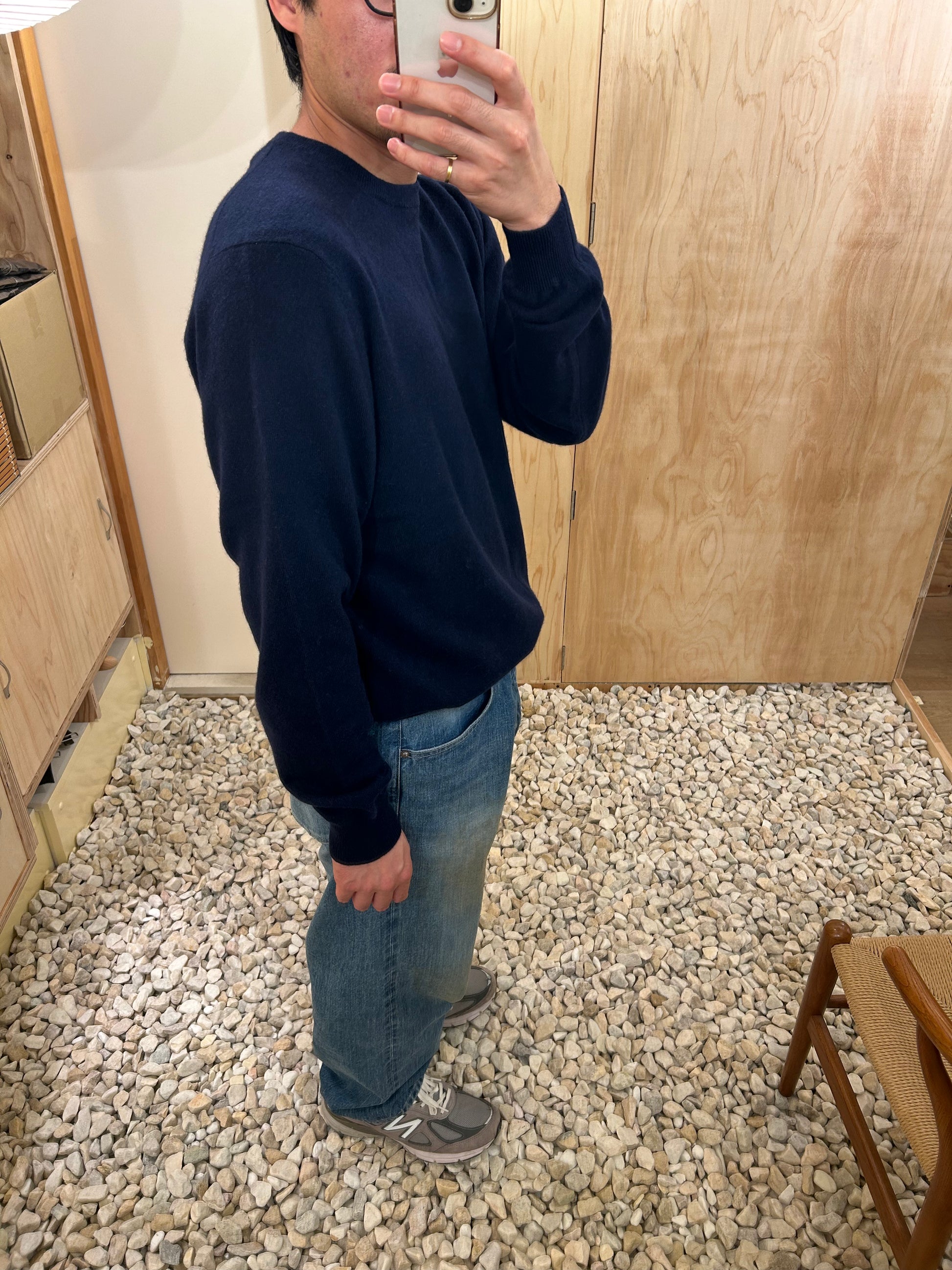 FUJI CASHMERE CREW NECK KNIT -Navy-