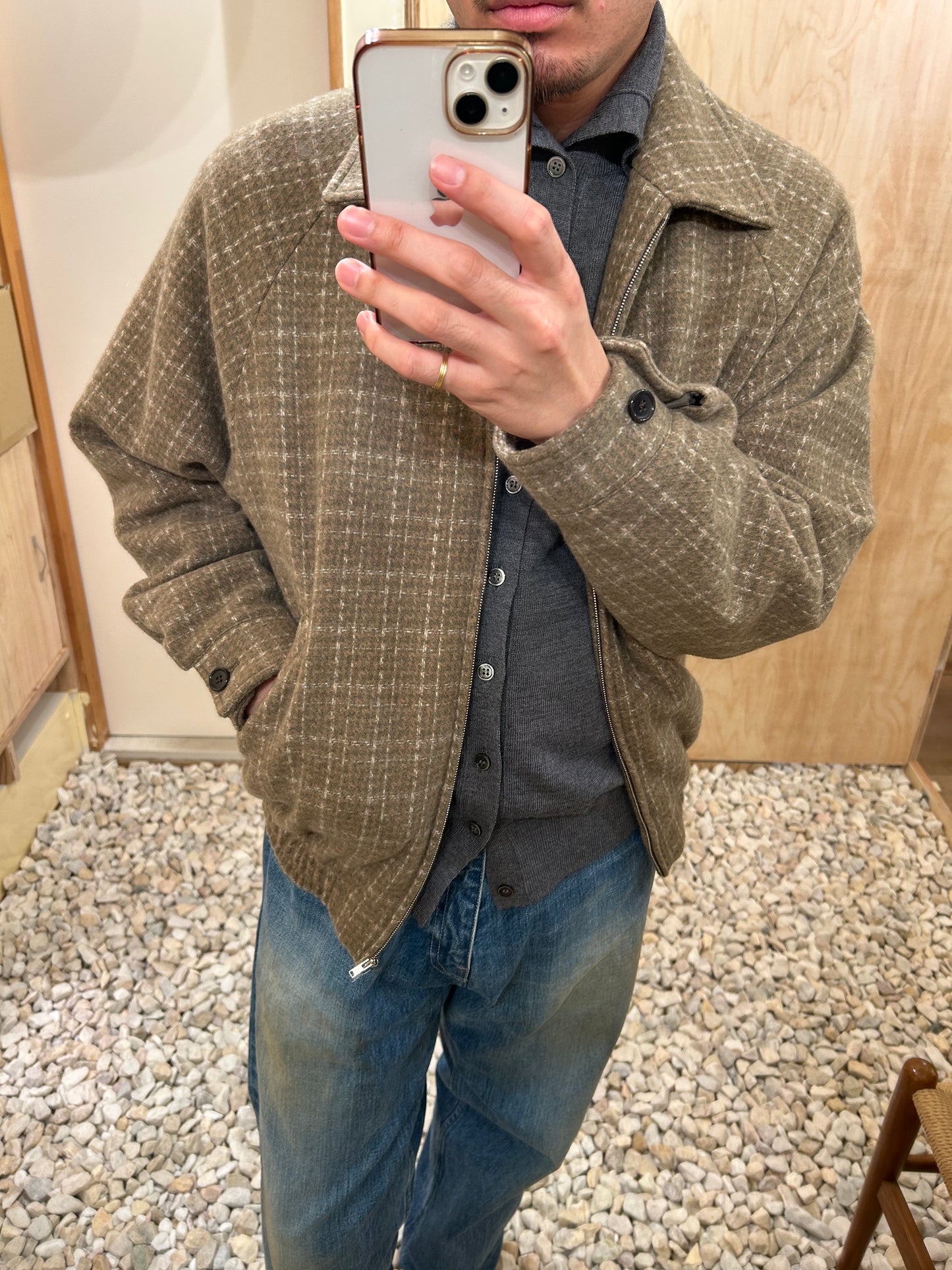 FUJI WOOL CHECK RAGLAN BLOUSON