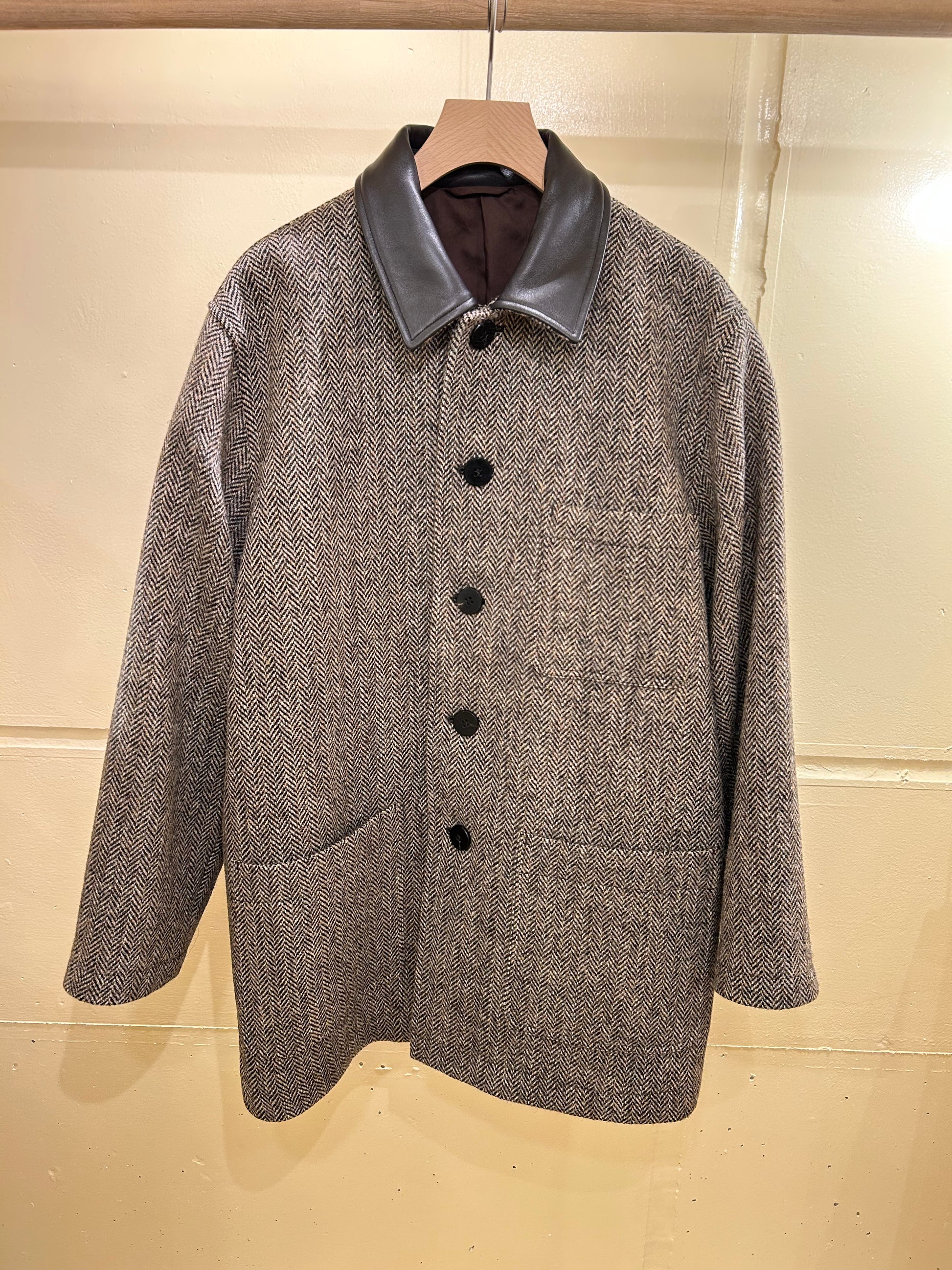 Cale Wool Herringbone Coat -Brown-