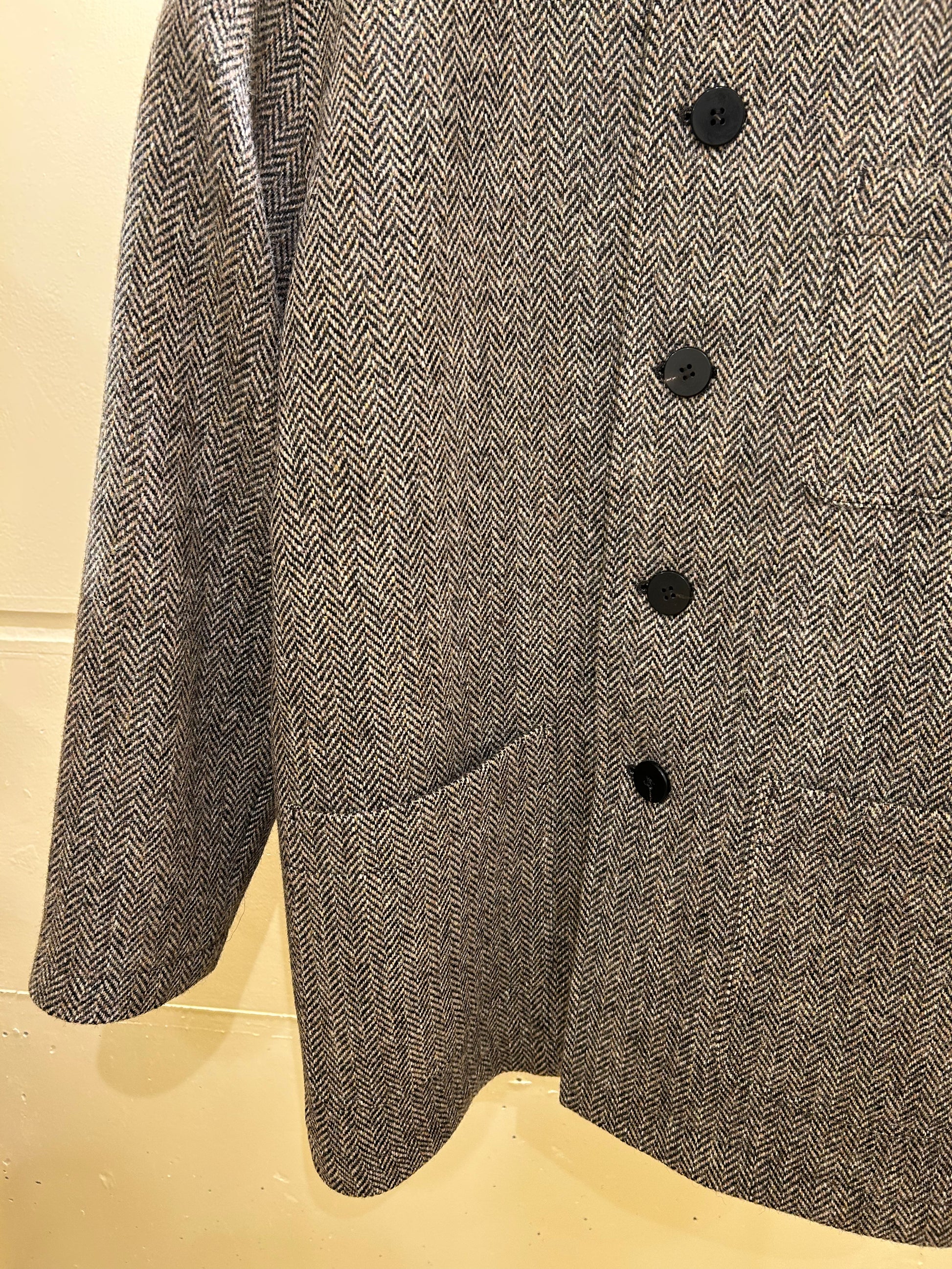 Cale Wool Herringbone Coat -Brown-