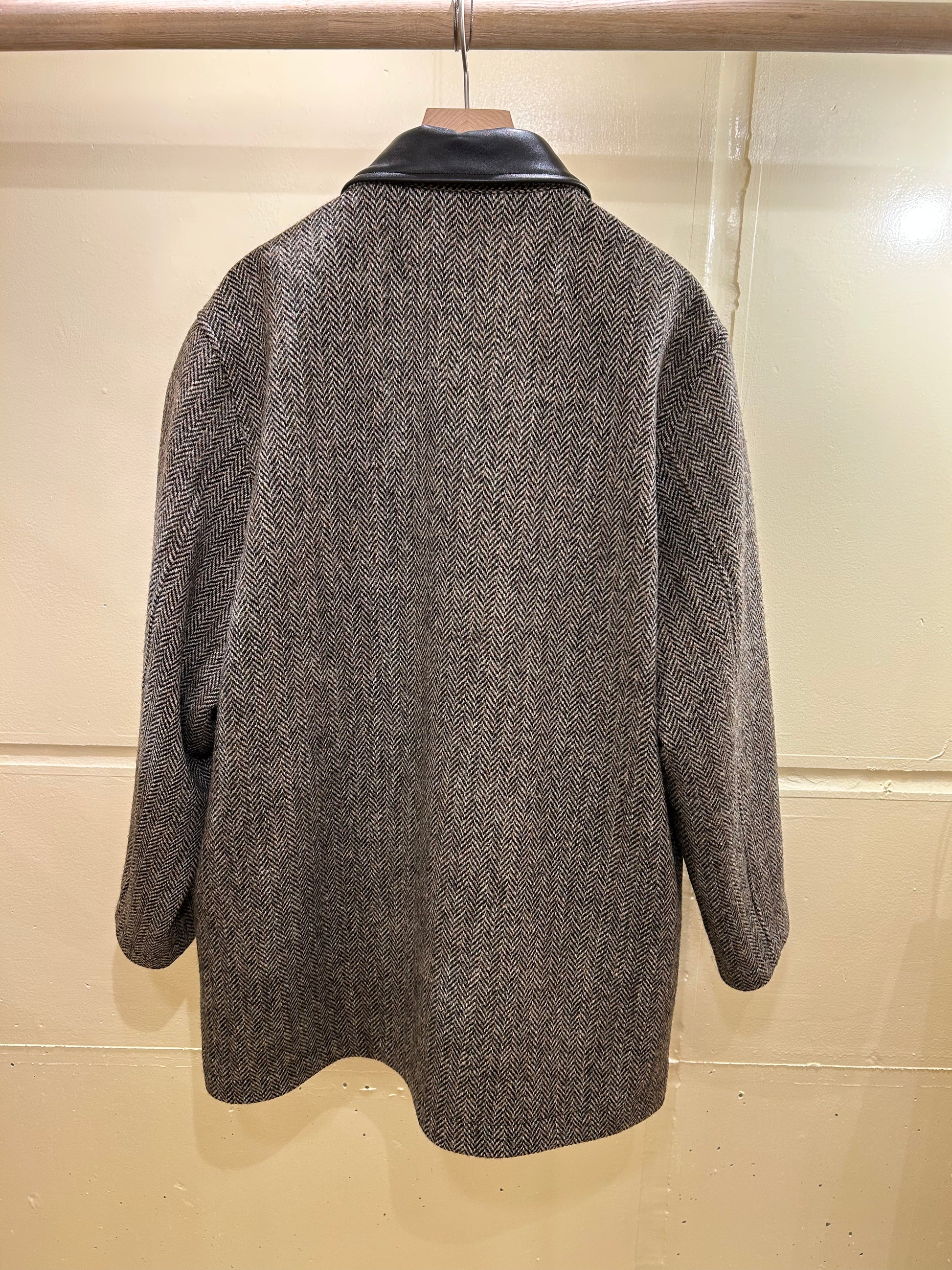 Cale Wool Herringbone Coat -Brown-